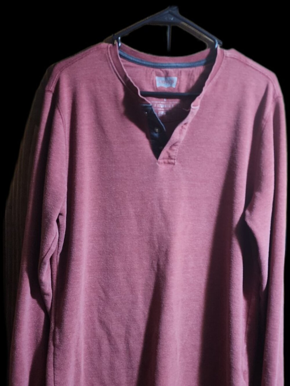 Levi's Men's Thermal Henley Long Sleeve Shirt Red Brick Rust Size Large